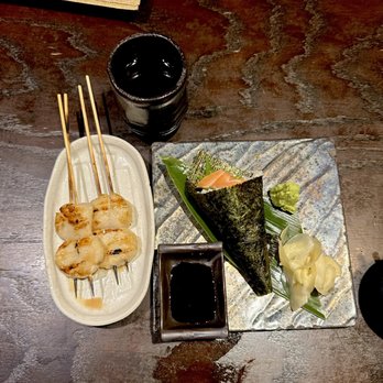 Sumika - scallops + salmon hand roll - Japanese Near Me - Los Altos, California