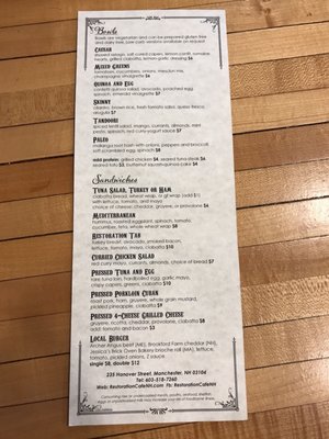 Menu photo 8 Restoration Cafe Manchester, NH