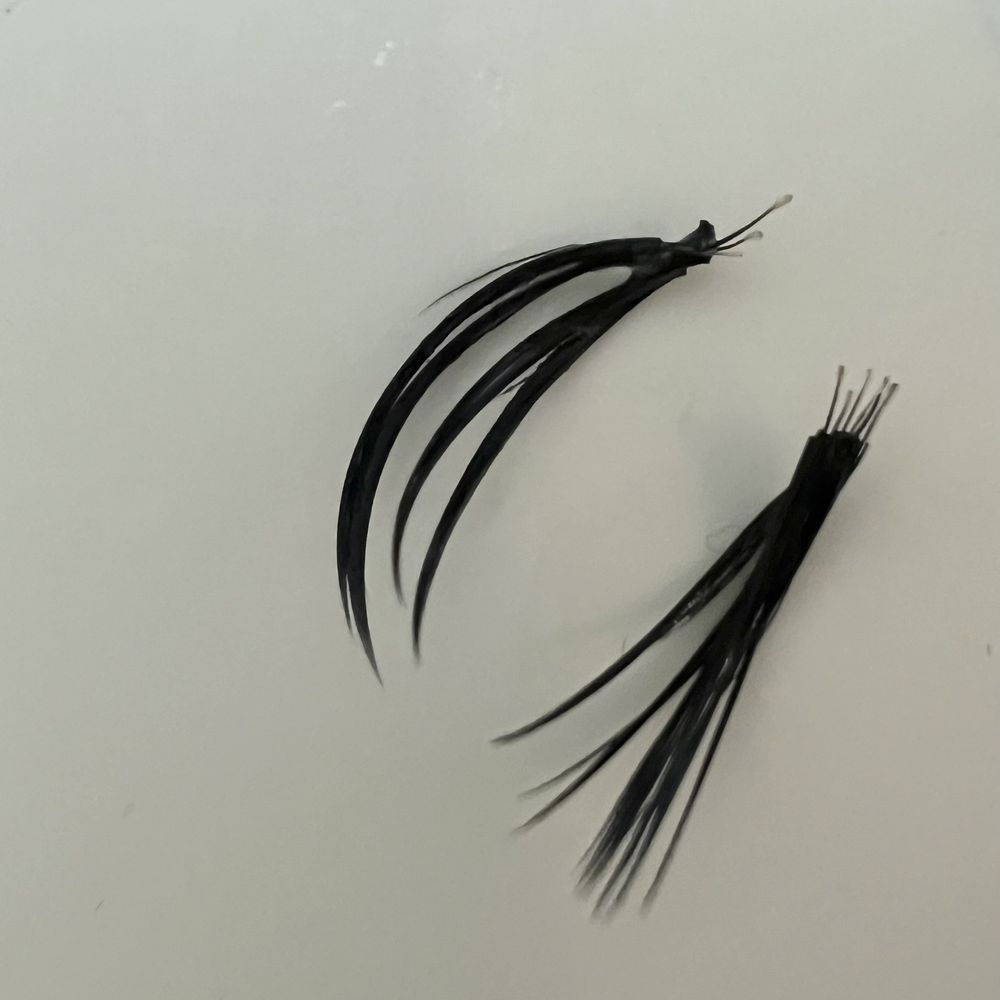 This is a smaller chunk of glue with less of my natural lashes ripped out. I already threw away the bigger ones... This is a smaller chunk of glue with less of my natural lashes ripped out. I already threw away the bigger ones...