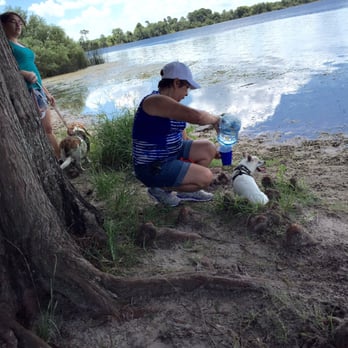 Lake Baldwin Park - My cousin with my basset and my mom with her chihuahua - Parks Near Me - Winter Park, Florida