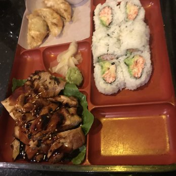 Maneki Sushi - Chicken Teriyaki with Gyozo, and California roll. - Japanese Near Me - Union City, California Maneki Sushi - Chicken Teriyaki with Gyozo, and California roll. - Japanese Near Me - Union City, California
