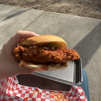 Poppycox - Medium heat chicken sammie - Burgers Near Me - Charlotte, North Carolina Poppycox - Medium heat chicken sammie - Burgers Near Me - Charlotte, North Carolina
