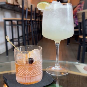 Ranch Brand Wine & Spirits - Banana old fashioned and sunset sipper - Wine Tasting Room Near Me - Wimberley, Texas