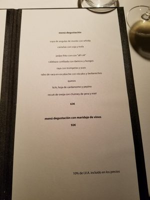 Menu photo 2 Hisop Barcelona, B Menu photo 2 Hisop Barcelona, B