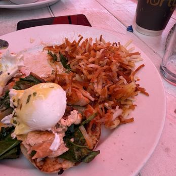 Shorehouse Kitchen - Salmon and kale eggs Benedict with hash browns - Breakfast & Brunch Near Me - Carlsbad, California Shorehouse Kitchen - Salmon and kale eggs Benedict with hash browns - Breakfast & Brunch Near Me - Carlsbad, California