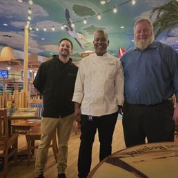 John the waiter, Damian head chef, and Donald the GM from left to right John the waiter, Damian head chef, and Donald the GM from left to right