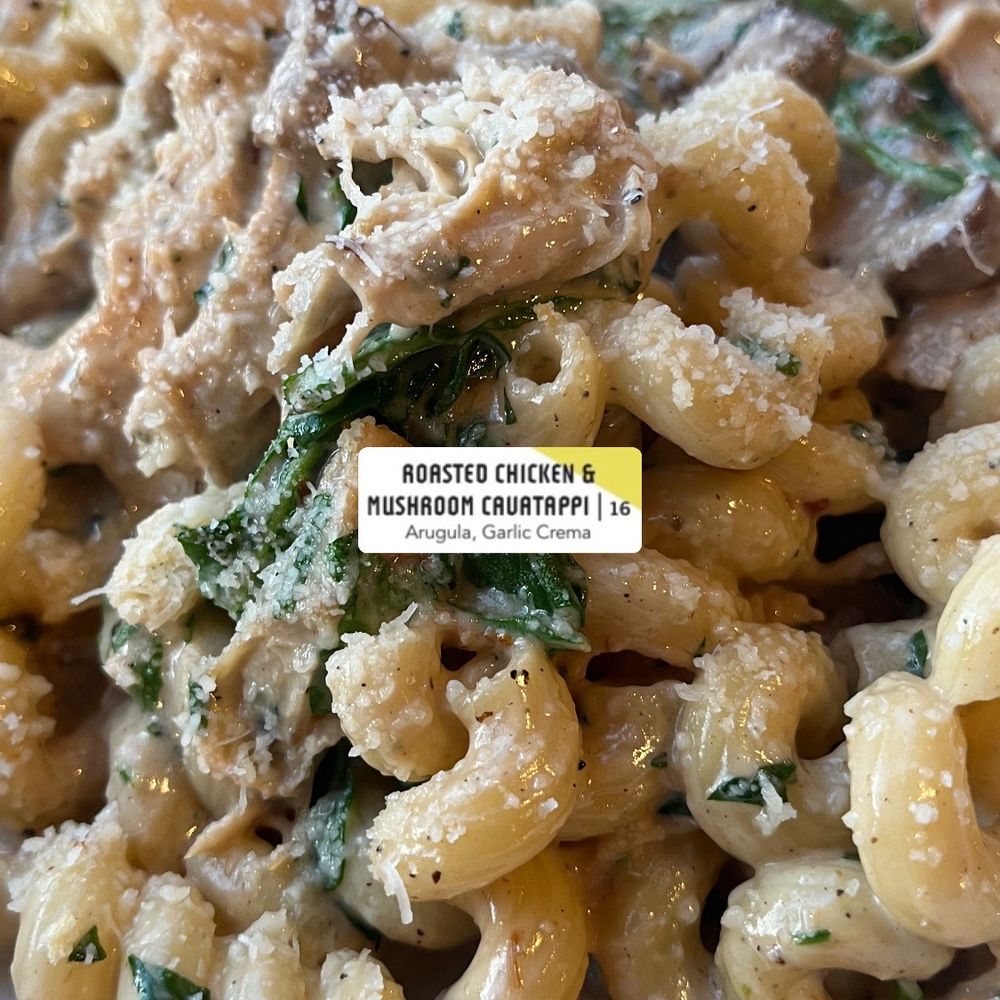 Pitfire Pizza - Roasted Chicken & Mushroom Cavatappi - Pizza Near Me - Culver City, California Pitfire Pizza - Roasted Chicken & Mushroom Cavatappi - Pizza Near Me - Culver City, California