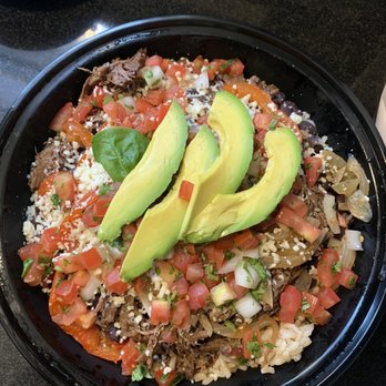 Chanos Latin Kitchen - Bowl with: beef, rice, beans, pico, avocado, peppers & onions - Mexican Near Me - Pompton Plains, New Jersey