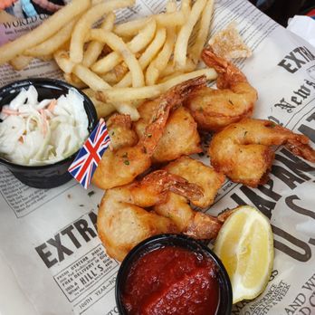 Mad Dogs British Pub - Shrimp and chips, also very good. - Pubs Near Me - San Antonio, Texas