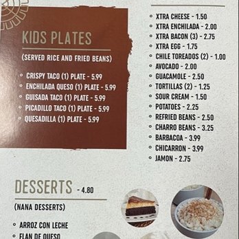 Nana Tortilla - Menu, Page 4 - Mexican Near Me - San Antonio, Texas Nana Tortilla - Menu, Page 4 - Mexican Near Me - San Antonio, Texas