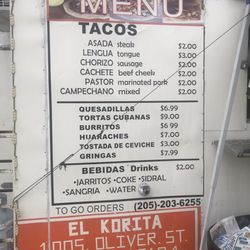 El Korita - Menu