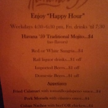 Havana 59 - Happy hour menu - Cuban Near Me - Richmond, Virginia