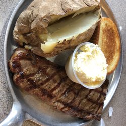 Black Angus Sirloin Steak and baked potato