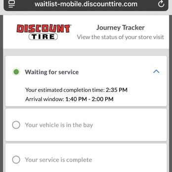 Discount Tire - Convenient tracker that shows you the progress on your vehicle's service. - Tires Near Me - Chula Vista, California