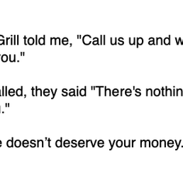 Fatima's Grill told me, "Call us up and we will get it rite for you."  When I called, they said "There's nothing I can do for you."