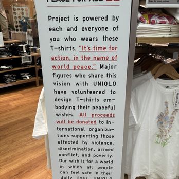 UNIQLO - Peace for all t shirts - Women's Clothing Near Me - New York, New York