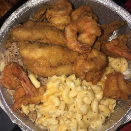 Fish and Shrimp Combo with 2 Sides (Rice and Peas and Mac and Cheese) Fish and Shrimp Combo with 2 Sides (Rice and Peas and Mac and Cheese)