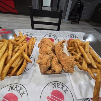 Nexx Burger - Great great fries with mid chicken strips. They need more flavor. - Burgers Near Me - Orange, California Nexx Burger - Great great fries with mid chicken strips. They need more flavor. - Burgers Near Me - Orange, California
