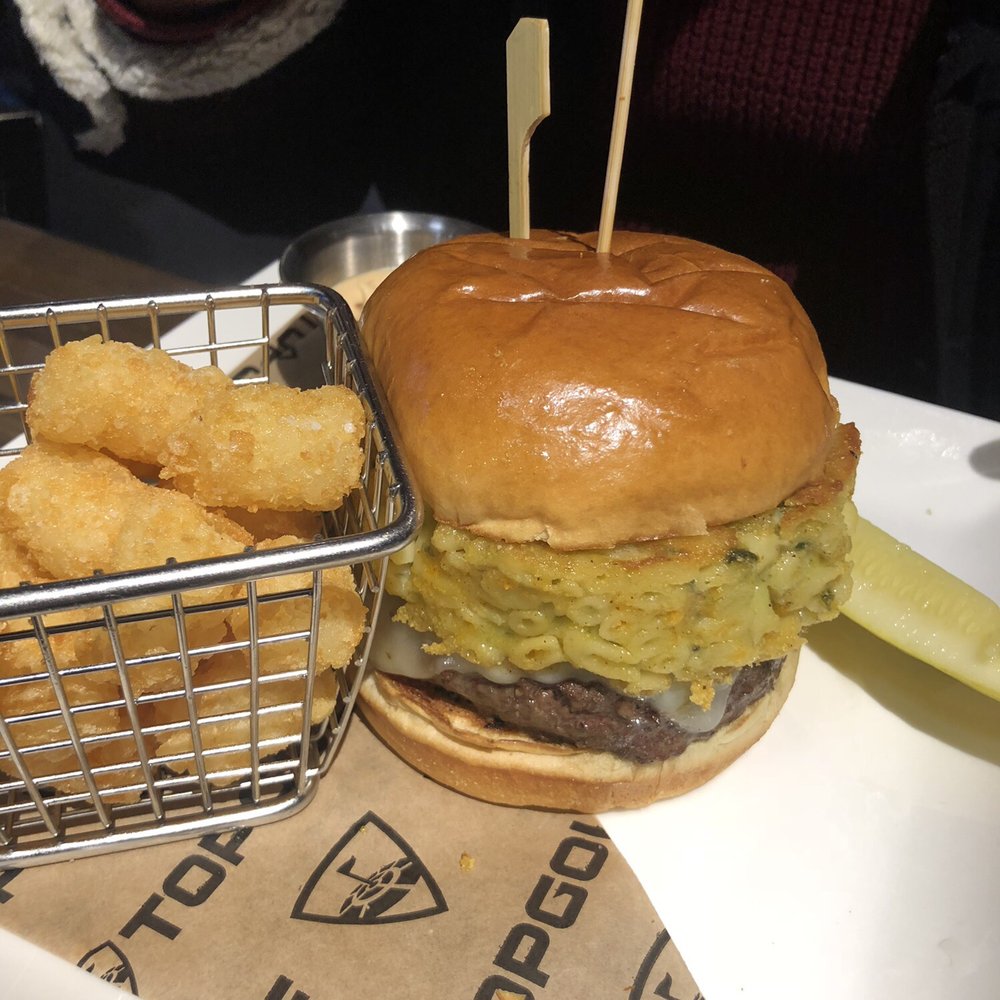 Topgolf - Mac and cheese burger - Sports Bars Near Me - Midvale, Utah Topgolf - Mac and cheese burger - Sports Bars Near Me - Midvale, Utah