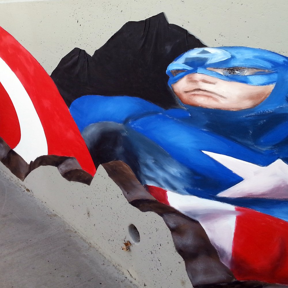 Avengers Super Heroes Half Marathon Weekend - Cool Captain America mural on the course - Races & Competitions Near Me - Anaheim, California