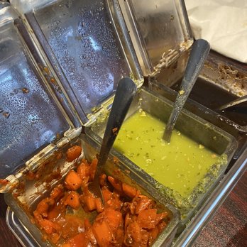 Curry Mantra - This is how my chutney tray arrived. Yuk! - Indian Near Me - Orlando, Florida Curry Mantra - This is how my chutney tray arrived. Yuk! - Indian Near Me - Orlando, Florida