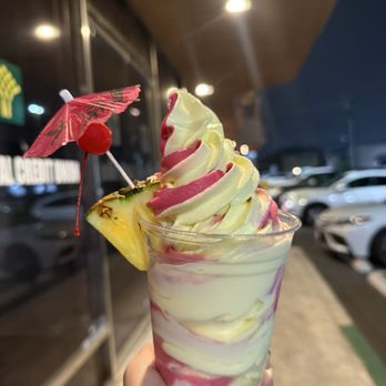 Pineapple Lagoon - Pomegranate pineapple swirl soft serve - Ice Cream & Frozen Yogurt Near Me - Garden Grove, California