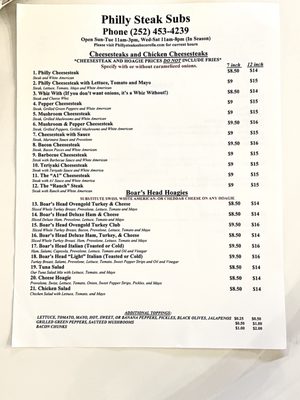 Menu photo 4 Philly Steak Subs Corolla, NC