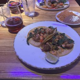 Shrimp Tacos  Refried Beans Spanish Rice