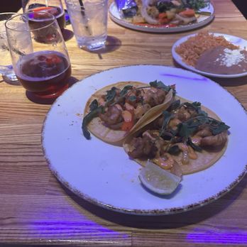 Palenque Kitchen - Shrimp Tacos  Refried Beans Spanish Rice - Mexican Near Me - Riverside, California