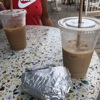 Isabel's - Iced Vanilla Latte and the Sausage, Egg and Cheese (wrapped) - Bakeries Near Me - Avalon, New Jersey