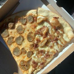 Meatball slice and a bacon chicken ranch slice Meatball slice and a bacon chicken ranch slice
