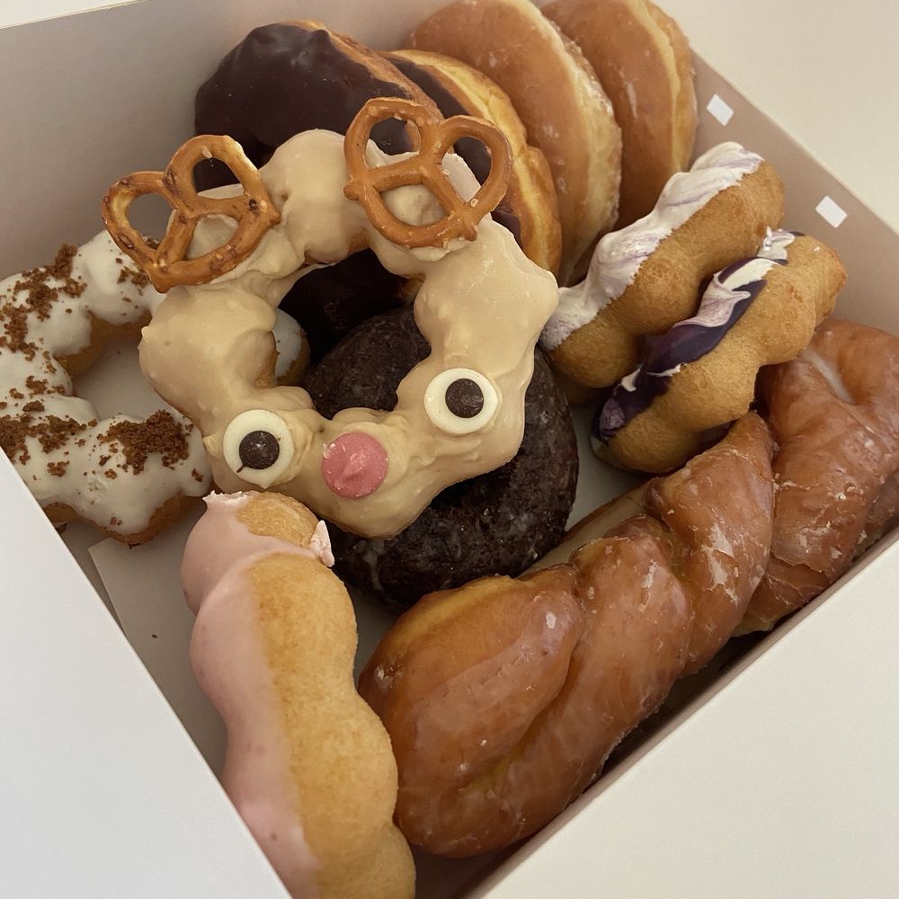 Mochi, Butter Cookie Reindeer with assorted mochi and classic donuts Mochi, Butter Cookie Reindeer with assorted mochi and classic donuts