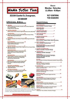 Menu photo 3 Nana Sushi Thai Evergreen, CO Menu photo 3 Nana Sushi Thai Evergreen, CO