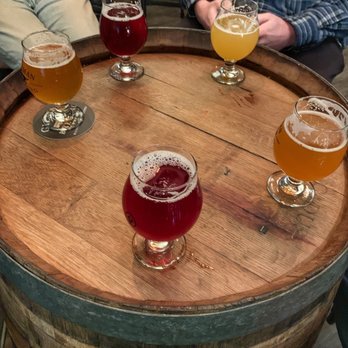 Gilman Brewing Company - Berkeley - 2 Blackberry Hibous (red), 2 Satan Is My Motor (orange), and 1 Pineapple Jardin (yellow) - Brewpubs Near Me - Berkeley, California Gilman Brewing Company - Berkeley - 2 Blackberry Hibous (red), 2 Satan Is My Motor (orange), and 1 Pineapple Jardin (yellow) - Brewpubs Near Me - Berkeley, California
