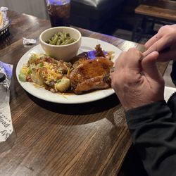 Dodge City Steakhouse - Bourbon chicken, green beans, and cowboy potatoes.