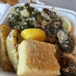 Captain Porky's - Oysters Rockefeller with the daily greens