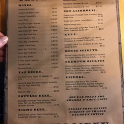 Turangi Tavern - Drinks menu
