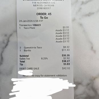 Tres Hermanos Meat Market - 7 tacos and burrito supreme for $35! Wow! - Butcher Near Me - Merced, California Tres Hermanos Meat Market - 7 tacos and burrito supreme for $35! Wow! - Butcher Near Me - Merced, California