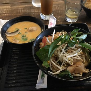 Sip Saam Thai - Thai drunken noodles with chicken and coconut soup - Thai Near Me - Austin, Texas