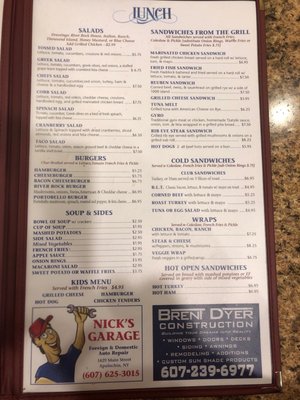 Menu photo 2 River Rock Diner Owego, NY