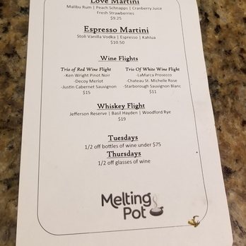 The Melting Pot - Some of the drinks available, not all - Fondue Near Me - Huntersville, North Carolina The Melting Pot - Some of the drinks available, not all - Fondue Near Me - Huntersville, North Carolina