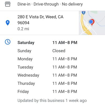 Menu photo 1 El Zaguan Weed, CA