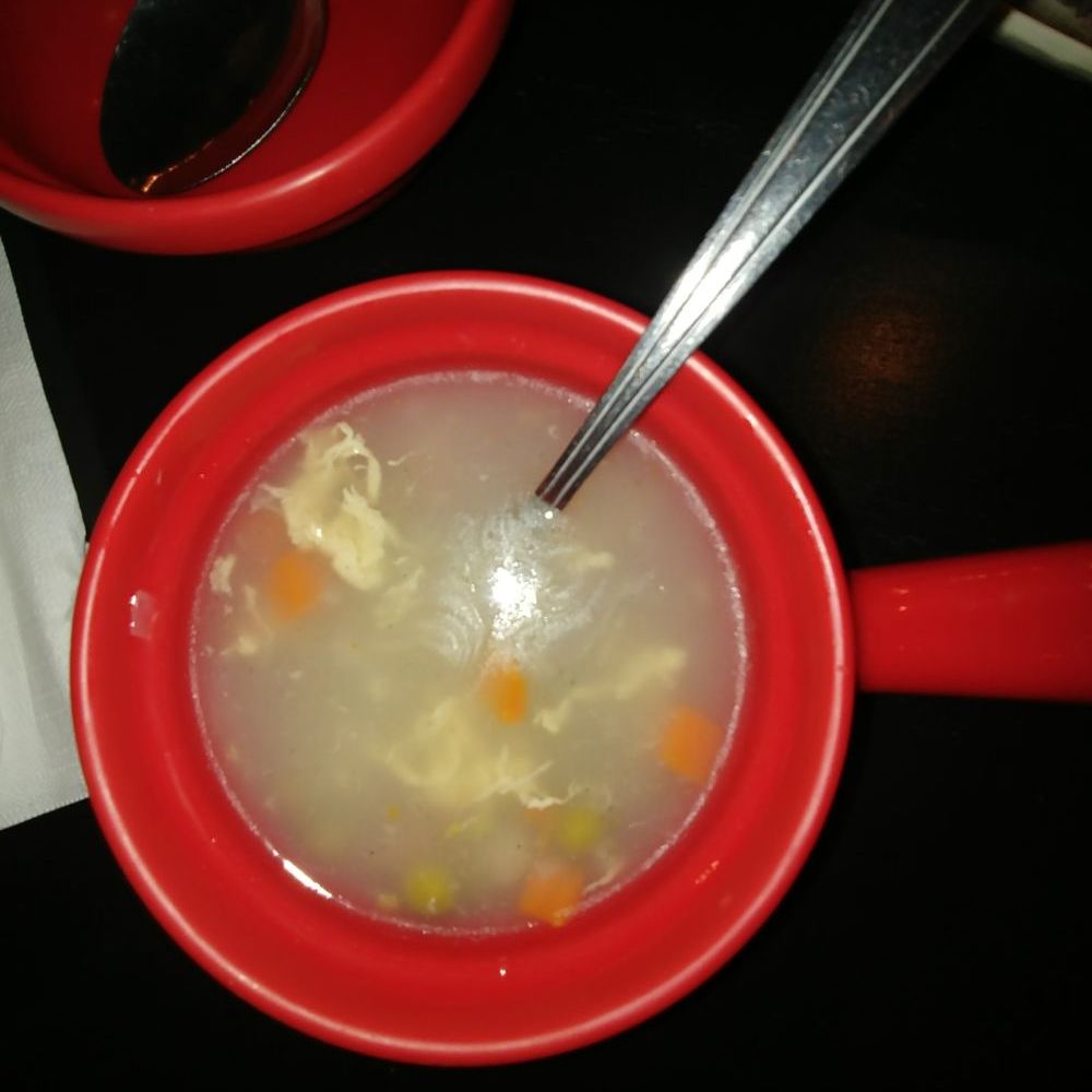 Koba Grill - Egg foo young soup complimentary, it's near the silverware and cups. - Korean Near Me - Tigard, Oregon Koba Grill - Egg foo young soup complimentary, it's near the silverware and cups. - Korean Near Me - Tigard, Oregon