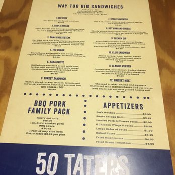50 Taters - Menu - Barbeque Near Me - Scottsboro, Alabama 50 Taters - Menu - Barbeque Near Me - Scottsboro, Alabama