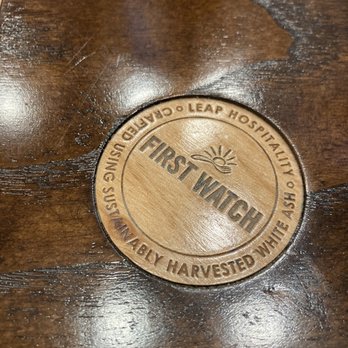 First Watch - Cute engraving in every table. It's the little details! - Breakfast & Brunch Near Me - Richmond, Virginia First Watch - Cute engraving in every table. It's the little details! - Breakfast & Brunch Near Me - Richmond, Virginia