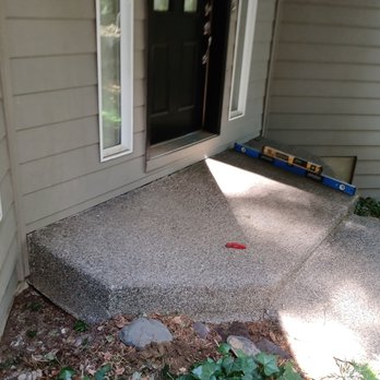 TerraFirma - Before: This shows the tilt &  visible gap between stoop & house due settling (8.8 degree slope away from the house). - Masonry/Concrete Near Me - Portland, Oregon