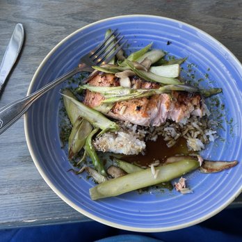 Surf Restaurant - Miso salmon with asparagus and shiitake mushrooms. - Seafood Near Me - Portsmouth, New Hampshire Surf Restaurant - Miso salmon with asparagus and shiitake mushrooms. - Seafood Near Me - Portsmouth, New Hampshire