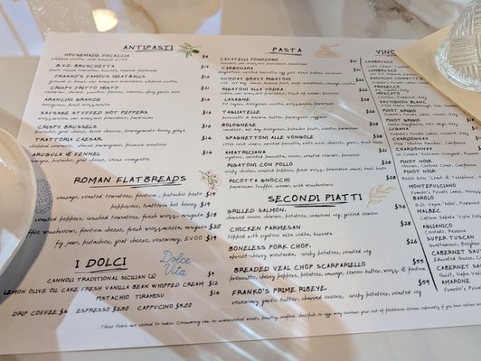Menu photo 1 Trattoria Franko Rolesville, NC Menu photo 1 Trattoria Franko Rolesville, NC