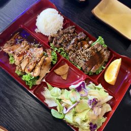 Sushi Tani Bento Combo dinner ( 2 items)- beef & chicken teriyaki $2 extra Sushi Tani Bento Combo dinner ( 2 items)- beef & chicken teriyaki $2 extra