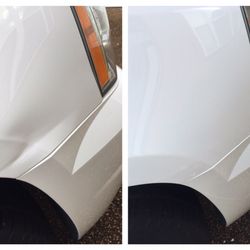 National Dent Repair - Right front fender repair on Cadillac Escalade. Repair time 4 hours. No paint. No bondo.